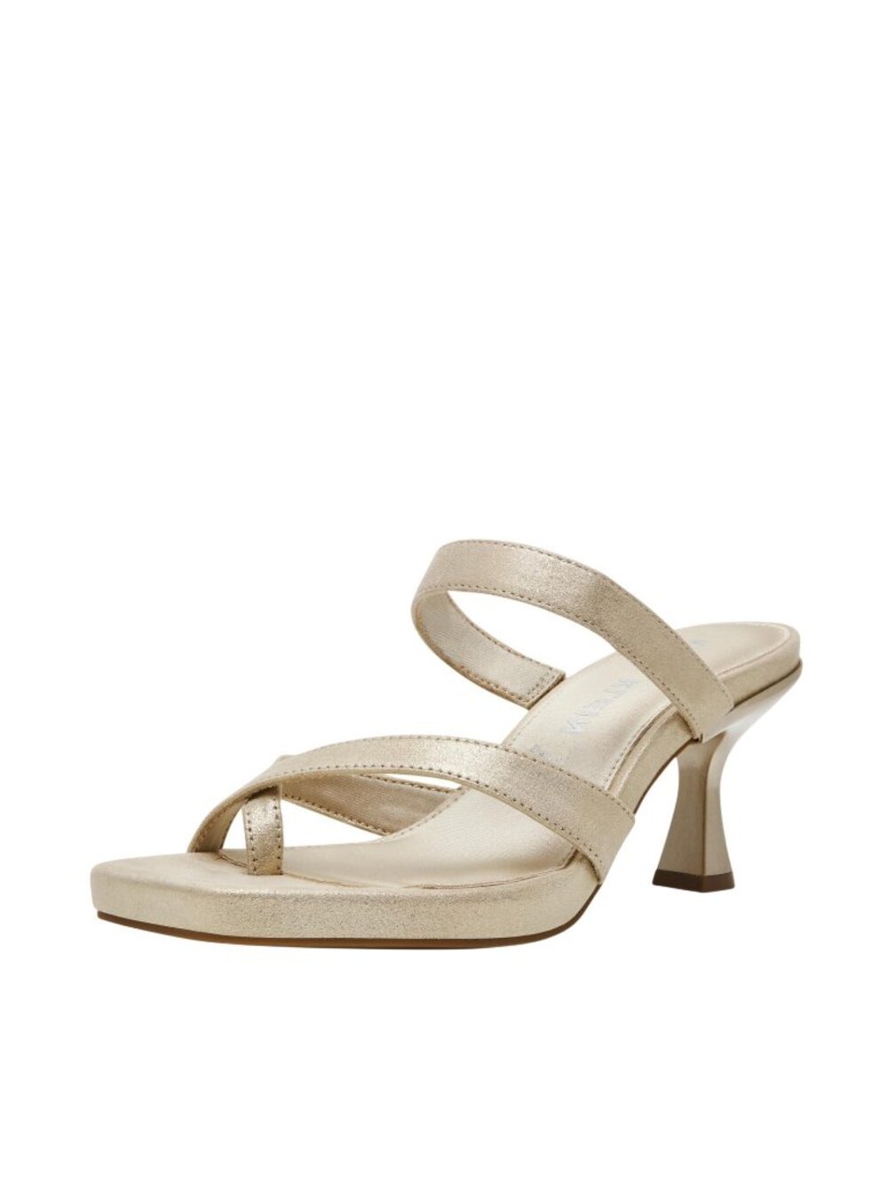 NWT Anne Klein Jevelli Heeled Slip On Dress Sandal JEVE01F9 Gold Yellow 8.5M